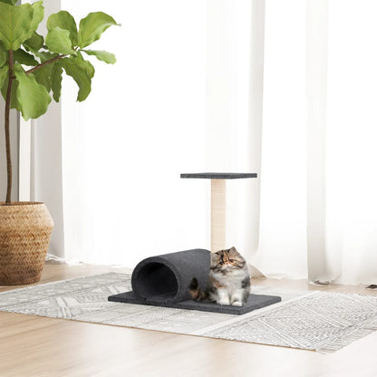 Klöspelare för katt med tunnel ljusgrå 60x34,5x50 cm