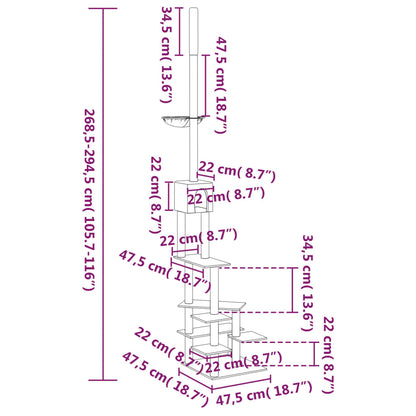 Golv-till-tak klösträd mörkgrå 268,5-294,5 cm