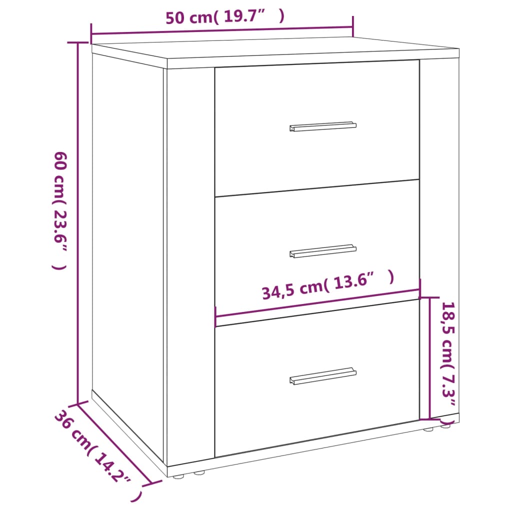 Sängbord sonoma-ek 50x36x60 cm konstruerat trä