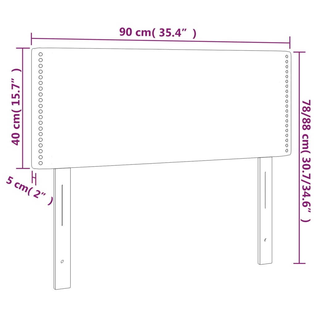 Sänggavel LED mörkblå 80x5x78/88 cm sammet