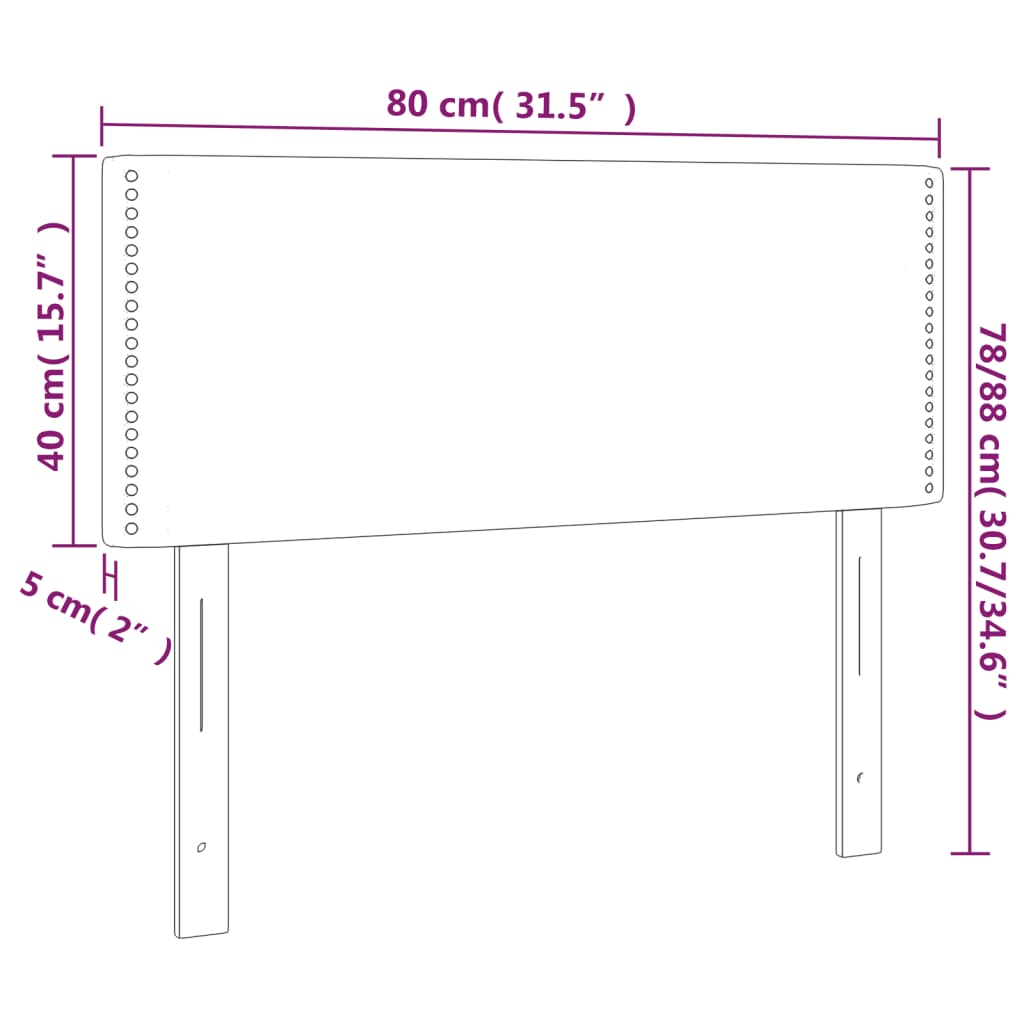 Sänggavel LED  83x16x78/88 cm konstläder