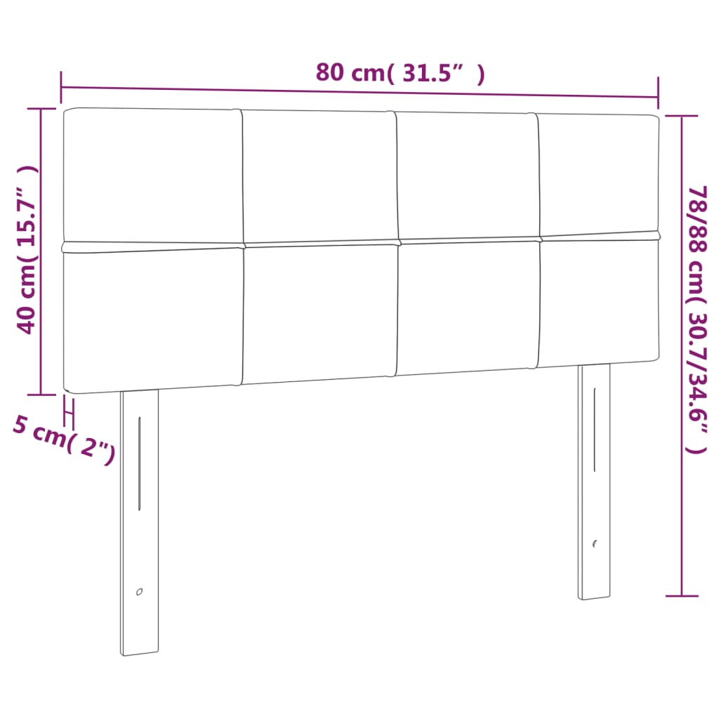 Sänggavel LED mörkblå 80x5x78/88 cm sammet