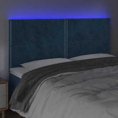 Sänggavel LED mörkblå 80x5x78/88 cm sammet