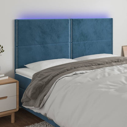 Sänggavel LED mörkblå 80x5x78/88 cm sammet