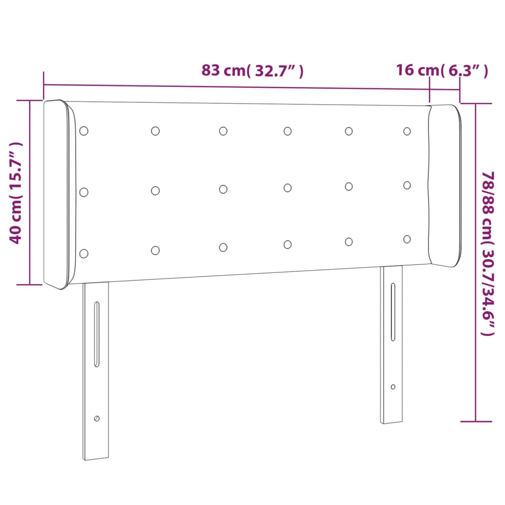 Sänggavel LED  83x16x78/88 cm konstläder