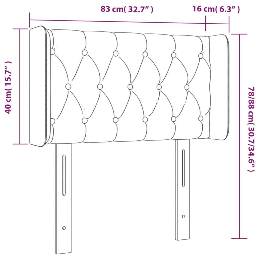 Sänggavel LED mörkblå 80x5x78/88 cm sammet