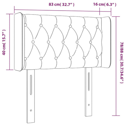 Sänggavel LED mörkblå 80x5x78/88 cm sammet