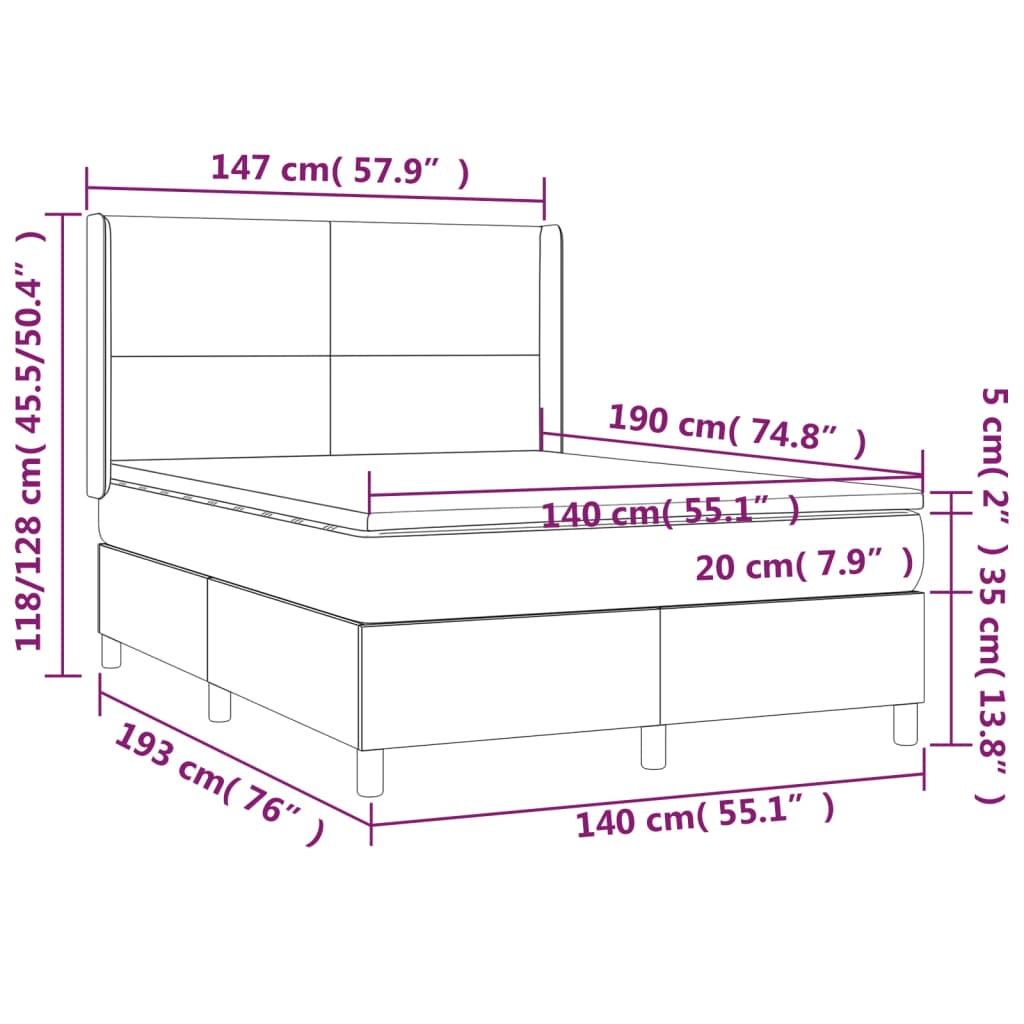 Ramsäng med madrass & LED  90x200 cm konstläder - Möbelfabriken