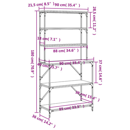 Kökshylla 6 hyllplan sonoma-ek 90x40x180 cm konstruerat trä