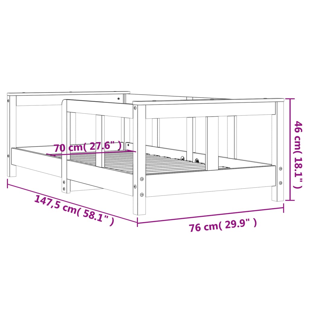 Sängram för barnsäng 90x200 cm massiv furu