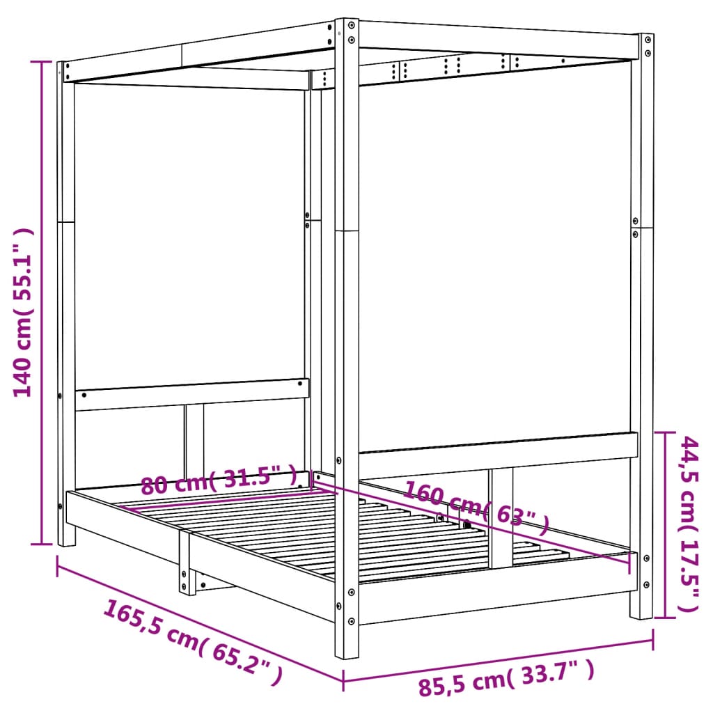 Sängram för barnsäng 90x200 cm massiv furu