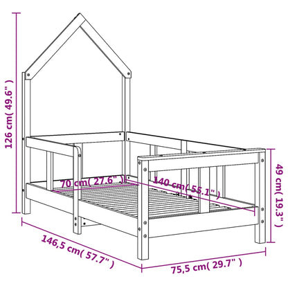 Sängram för barn 90x190 cm massiv furu