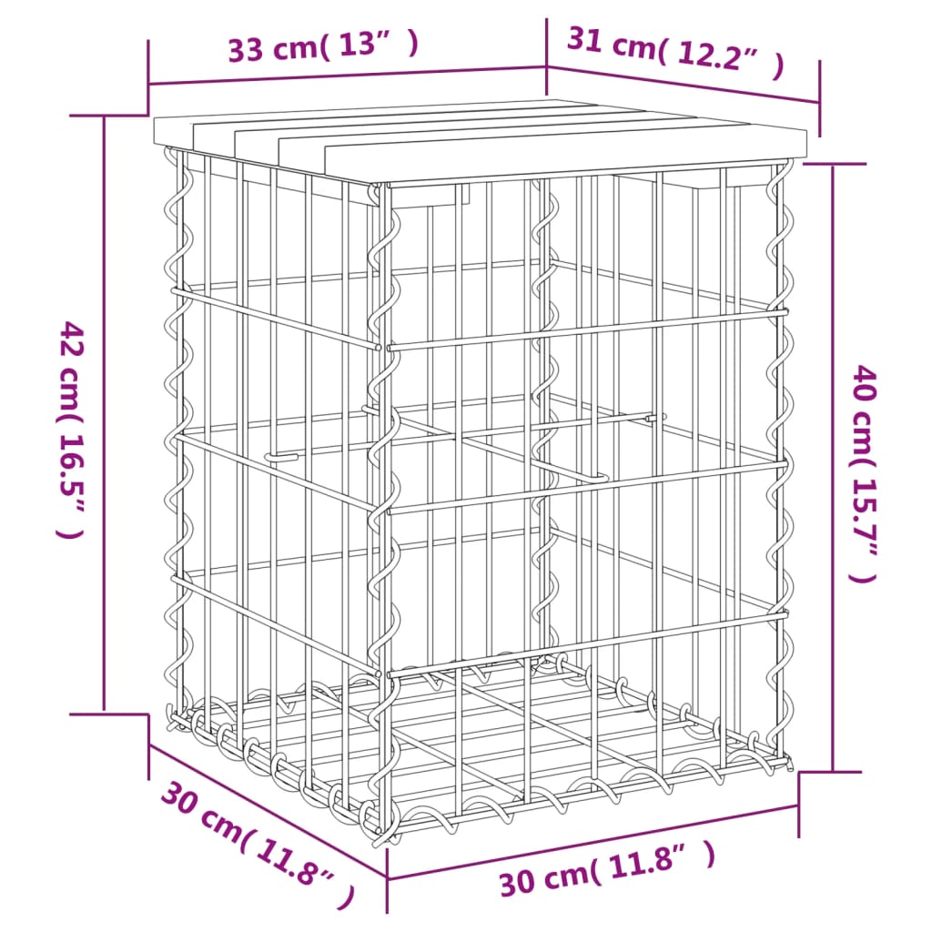 Trädgårdsbänk gabion-design 103x44x42 cm massivt douglasträ