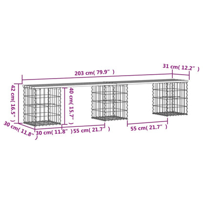 Trädgårdsbänk gabion-design 103x44x42 cm massivt douglasträ