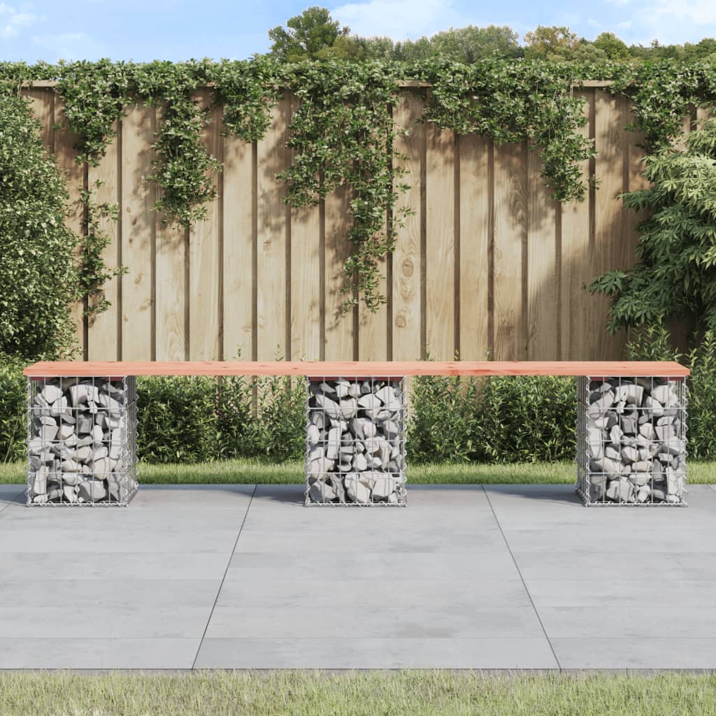 Trädgårdsbänk gabion-design 103x44x42 cm massivt douglasträ