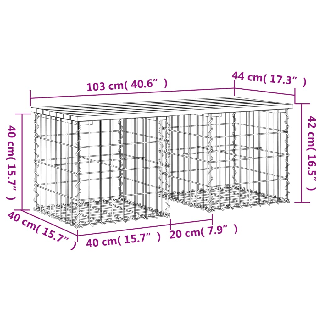 Trädgårdsbänk gabion-design 100x70x72 cm impregnerad furu