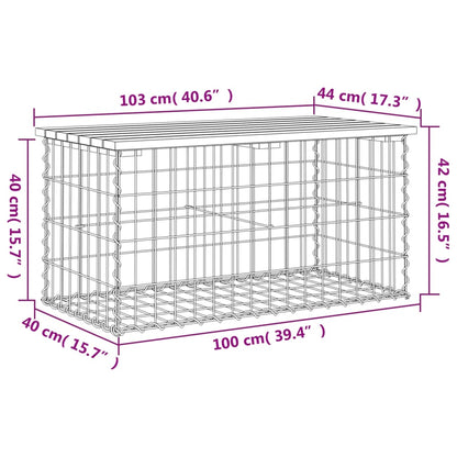 Trädgårdsbänk gabion-design 103x44x42 cm massivt douglasträ