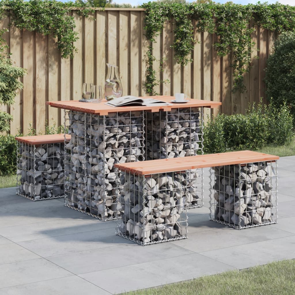 Trädgårdsbänk gabion-design 103x44x42 cm massivt douglasträ