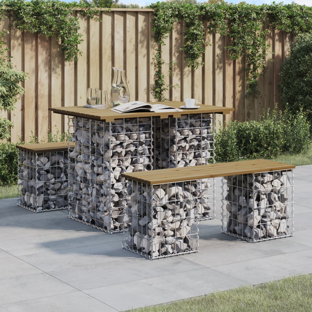 Trädgårdsbänk gabion-design 100x70x72 cm impregnerad furu