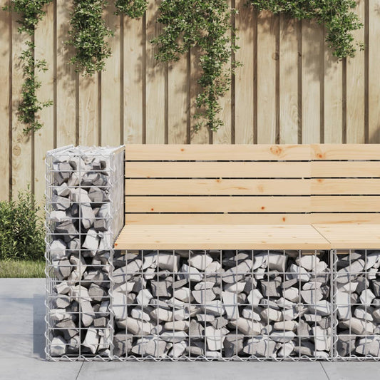 Trädgårdsbänk gabion-design 92x71x65,5 cm massiv furu