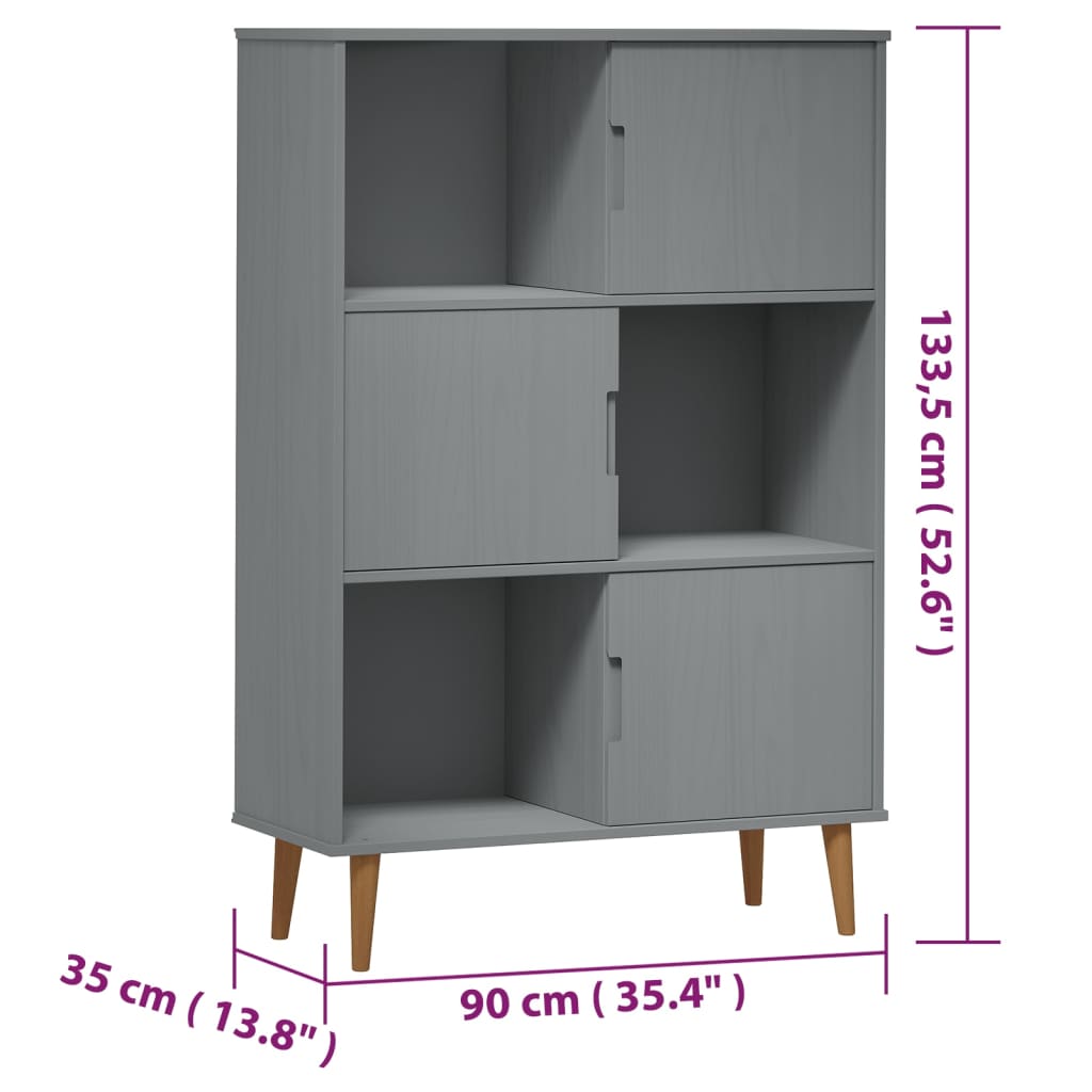 Bokhylla MOLDE  90x35x133,5 cm massiv furu