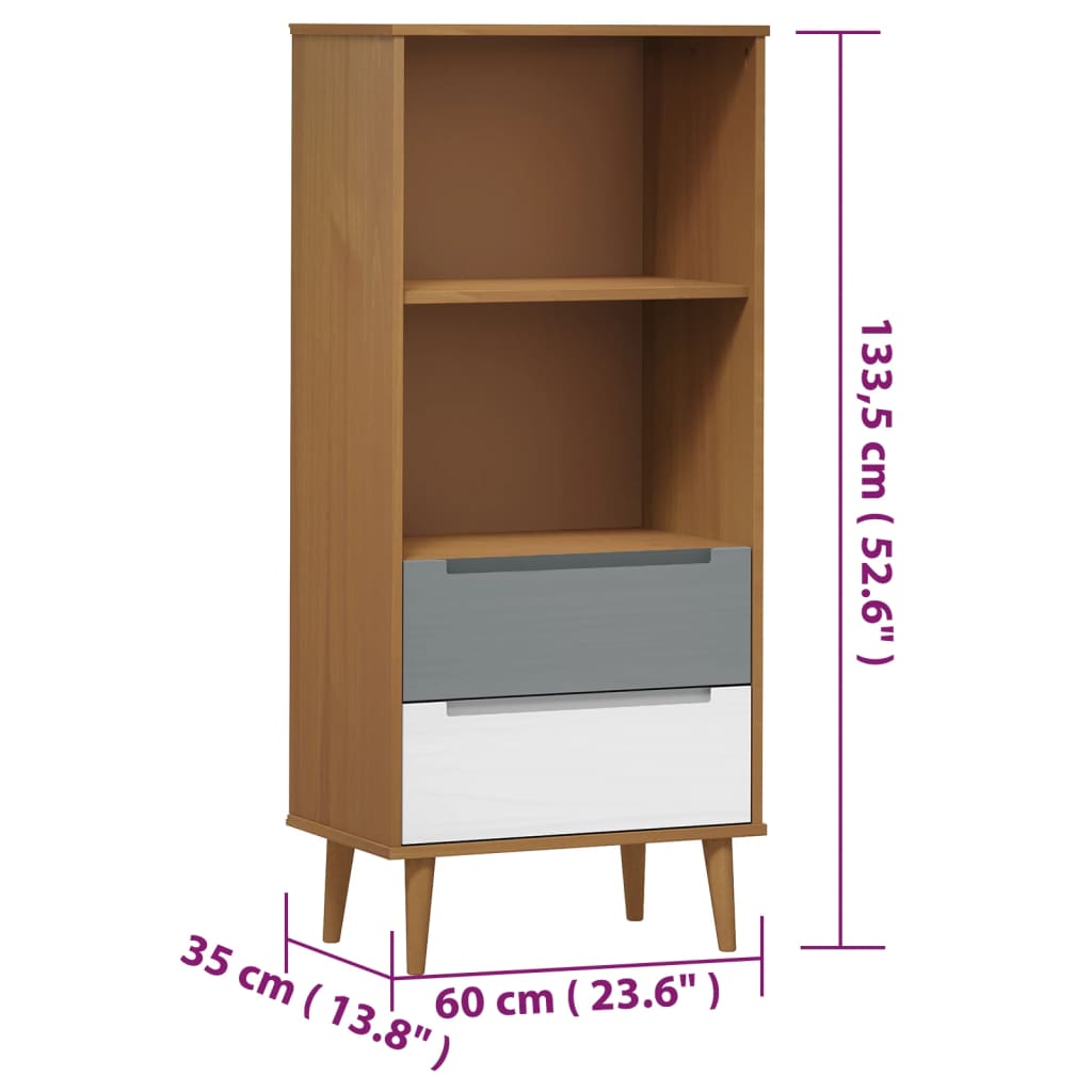 Bokhylla MOLDE  60x35x133,5 cm massiv furu