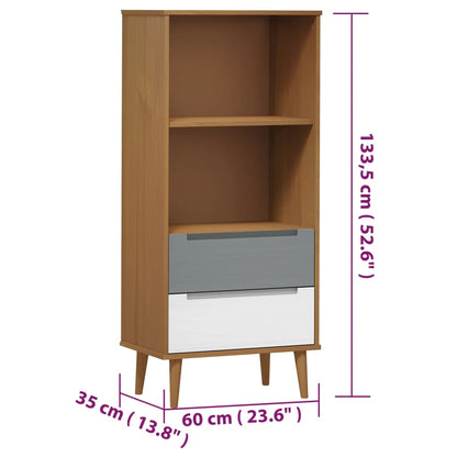 Bokhylla MOLDE  60x35x133,5 cm massiv furu