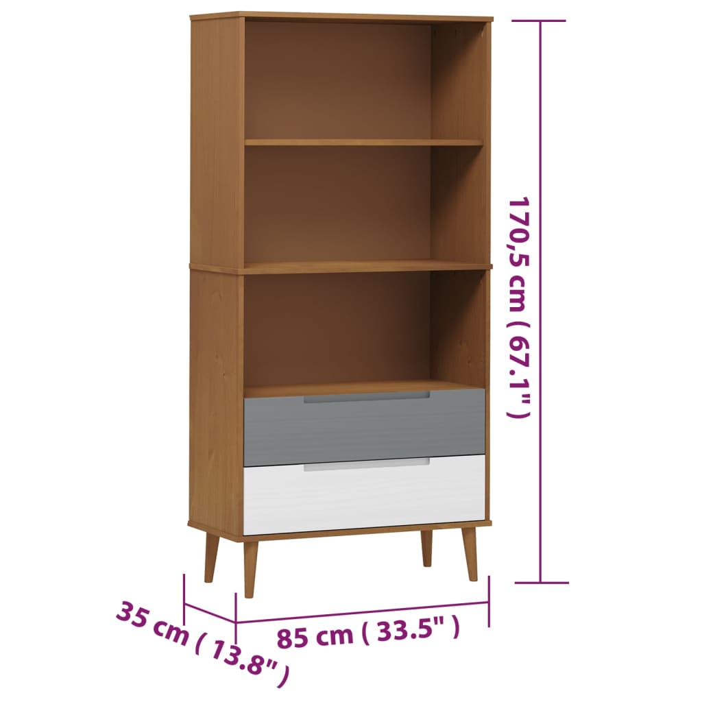 Bokhylla MOLDE  85x35x170,5 cm massiv furu