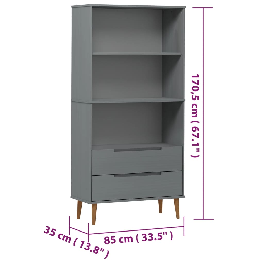 Bokhylla MOLDE  85x35x170,5 cm massiv furu