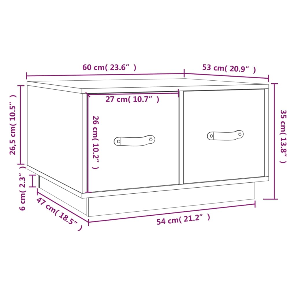 Soffbord honungsbrun 60x53x35 cm massiv furu