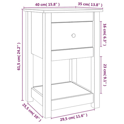 Sängbord 2 st honungsbrun 40x35x61,5 cm massiv furu