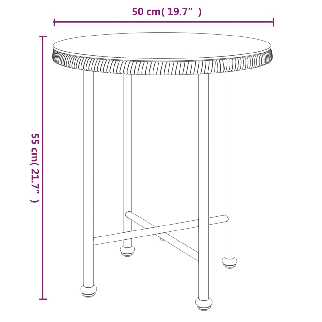 Matbord Ø80 cm härdat glas och stål