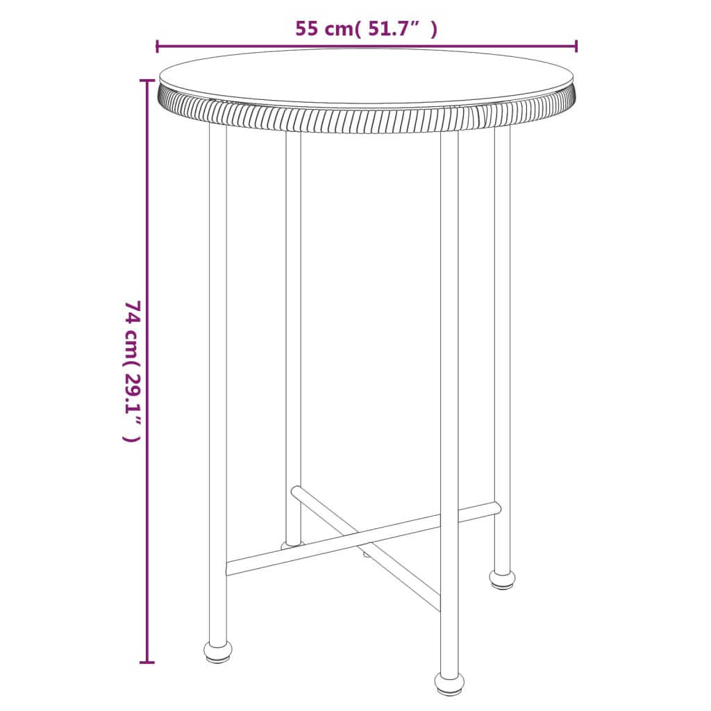 Matbord Ø80 cm härdat glas och stål