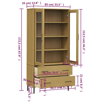 Bokhylla med metallben OSLO  85x35x172,5 cm massivt trä - Möbelfabriken