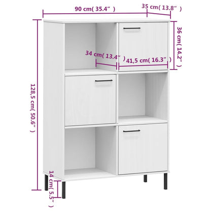 Bokhylla med metallben OSLO  90x35x128,5 cm massivt trä - Möbelfabriken