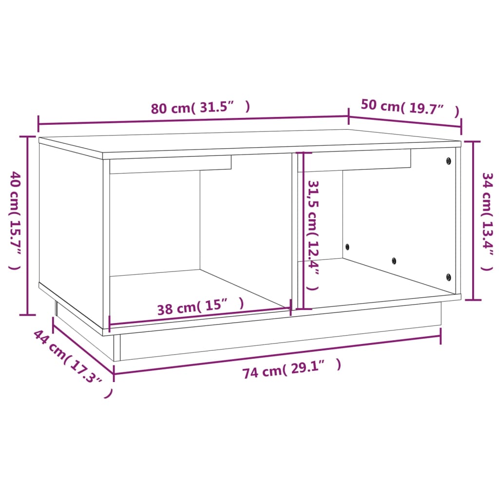 Soffbord honungsbrun 80x50x40 cm massiv furu