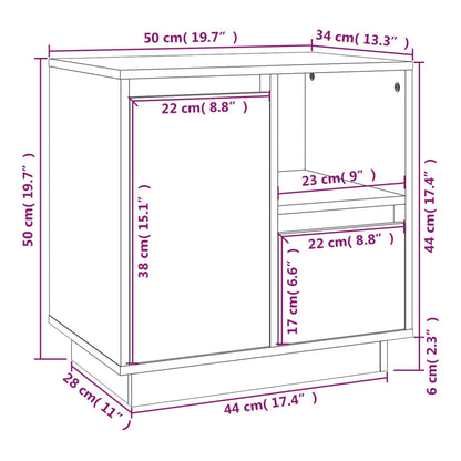 Sängbord honungsbrun 50x34x50 cm massiv furu