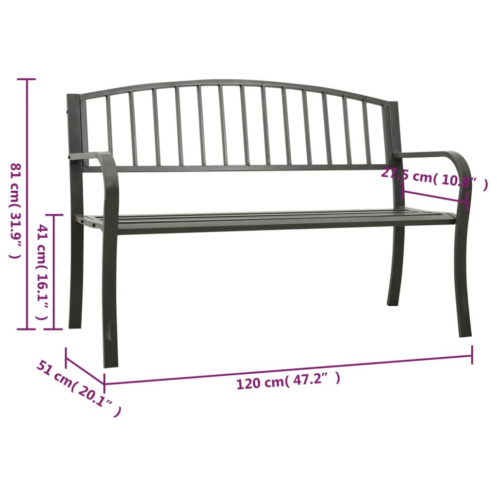 Trädgårdsbänk  120 cm stål