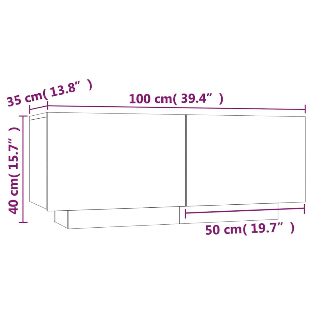 Sängbord rökfärgad  ek 100x35x40 cm konstruerat trä