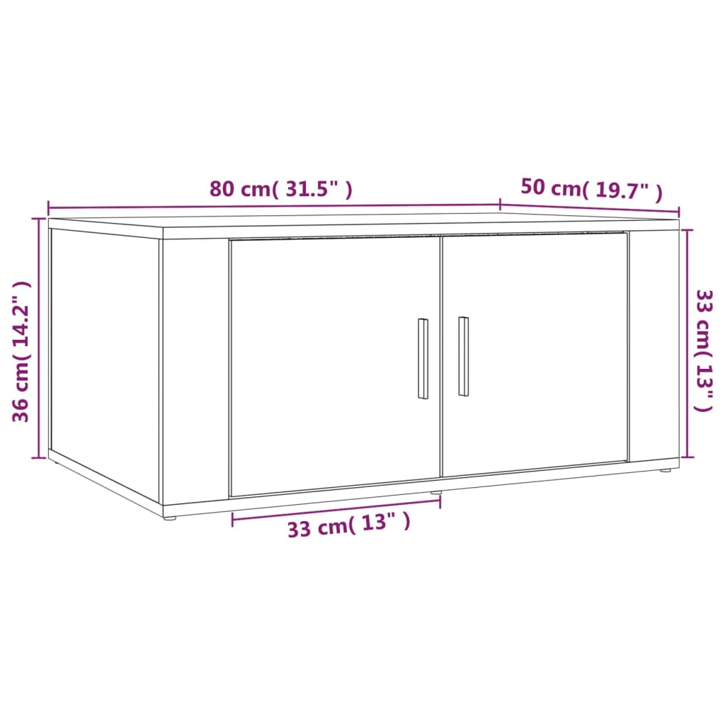 Soffbord rökfärgad ek 80x50x36 cm konstruerat trä