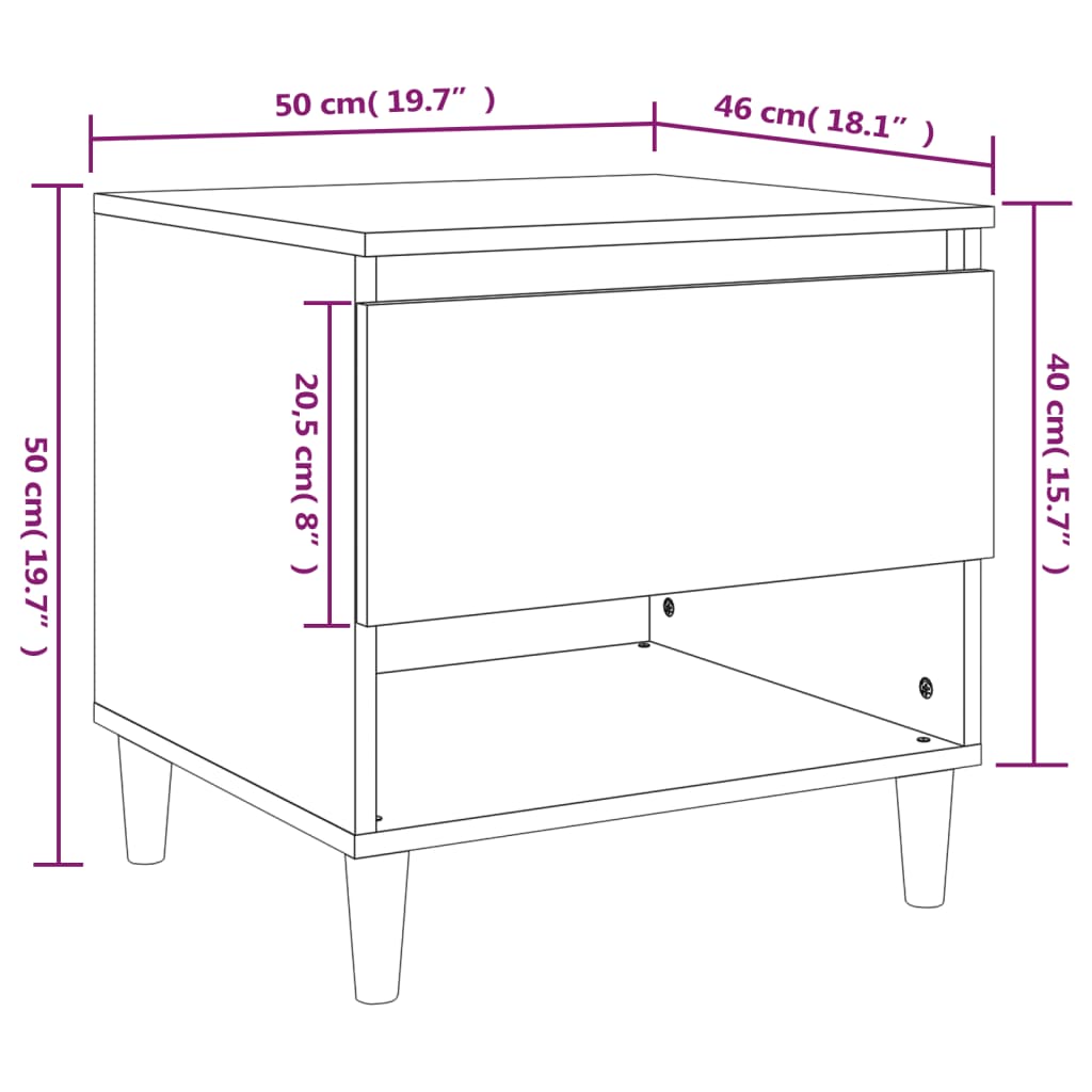 Sängbord 2 st  ek 50x46x50 cm konstruerat trä