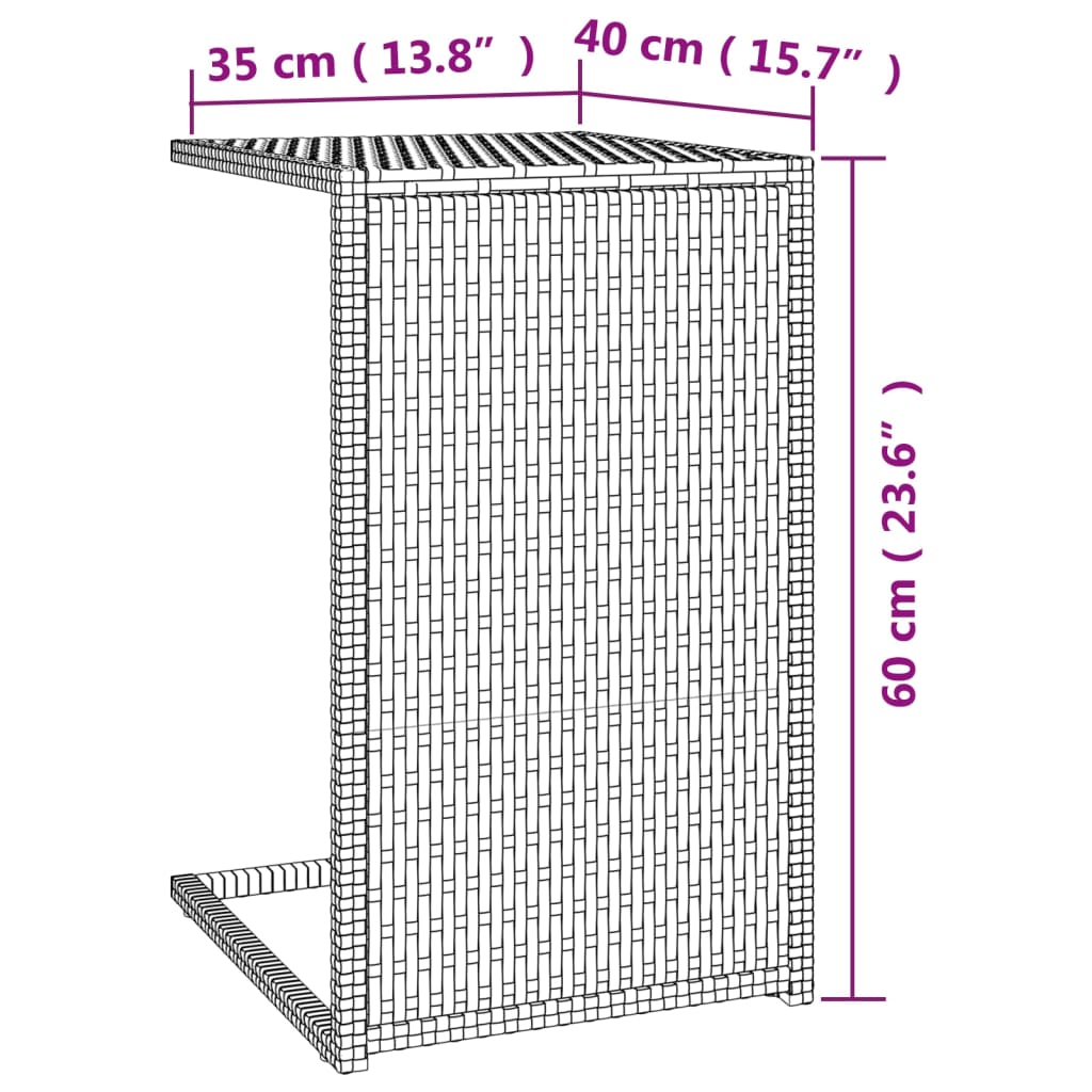 C-sidobord brunt 40x35x60 cm konstrotting