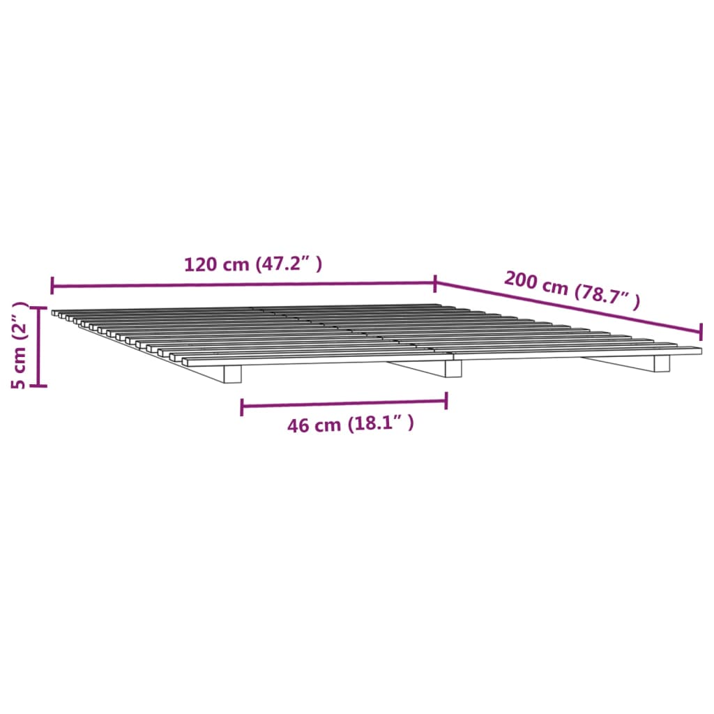 Sängram honungsbrun 120x200 cm massiv furu