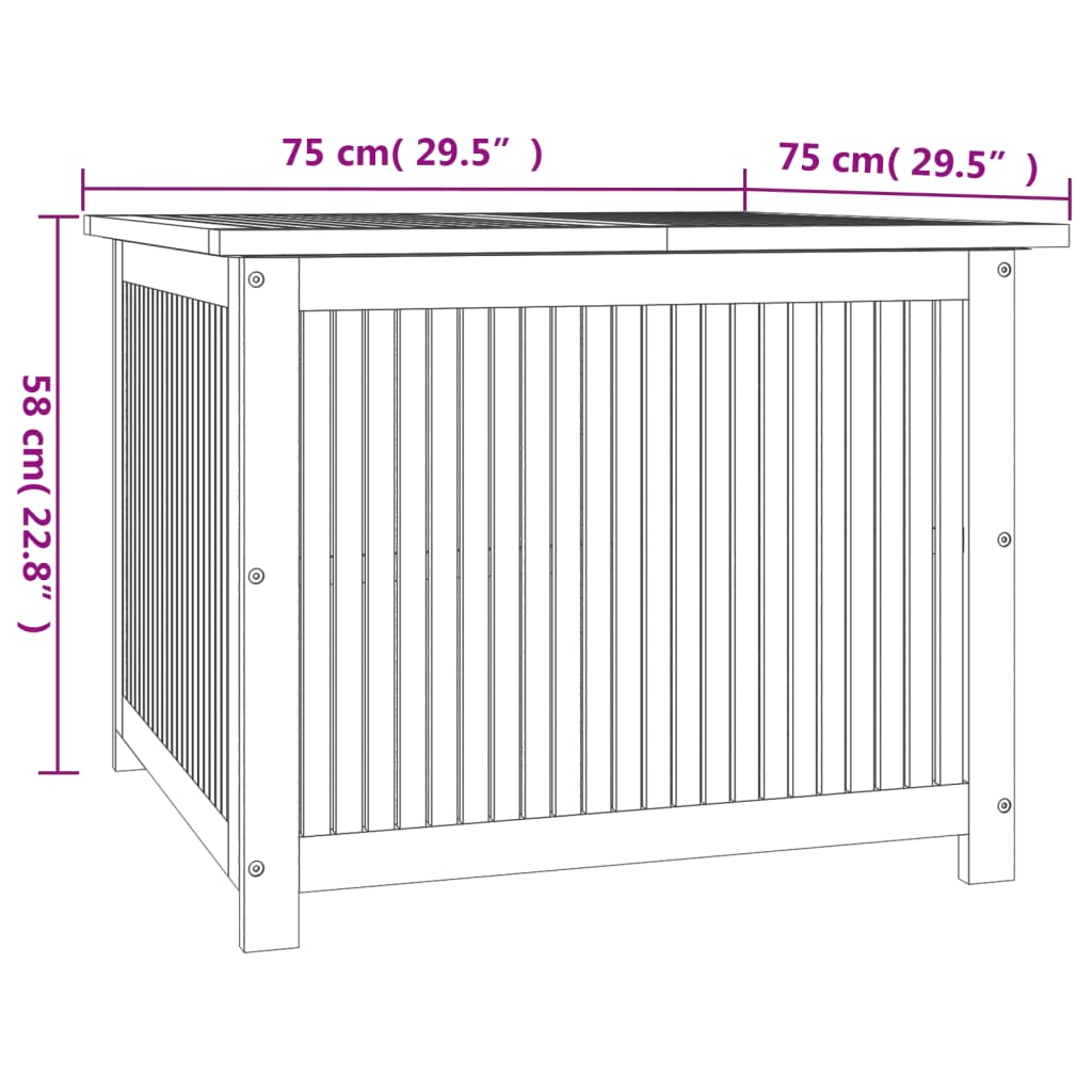 Dynbox 150x80x75 cm massivt akaciaträ