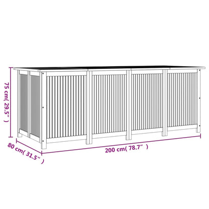 Dynbox med hjul 200x80x75 cm massivt akaciaträ