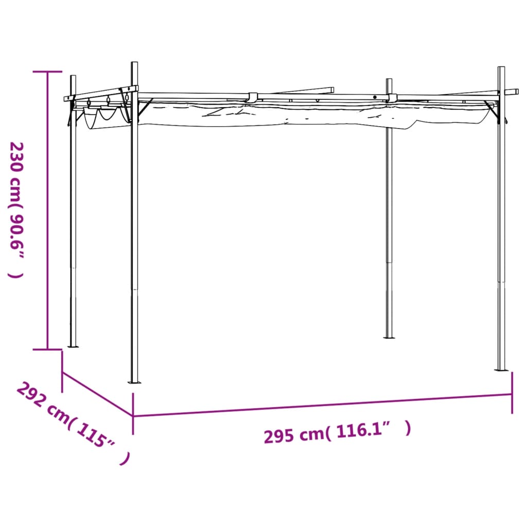 Pergola med infällbart tak  395x292x230 cm