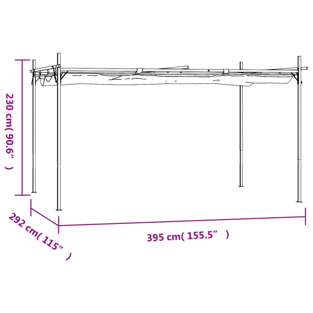 Pergola med infällbart tak  395x292x230 cm