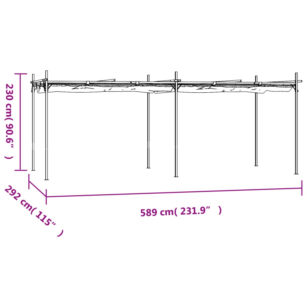 Pergola med infällbart tak  395x292x230 cm