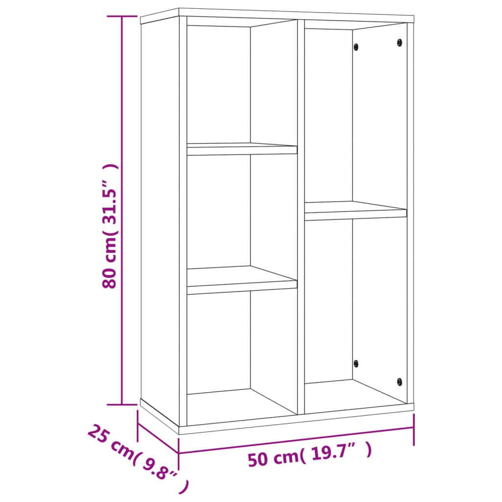 Bokhylla/skänk rökfärgad ek 50x25x80 cm konstruerat trä