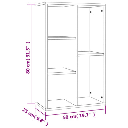 Bokhylla/skänk rökfärgad ek 50x25x80 cm konstruerat trä